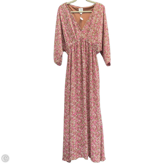 Dress Casual Maxi By Clothes Mentor In Brown & Pink, Size: L