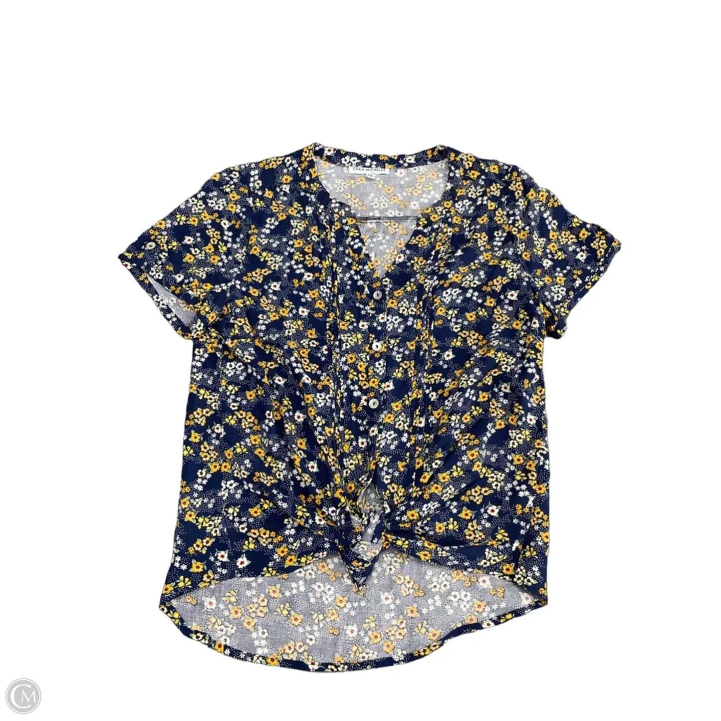 Top Short Sleeve By Sara Michelle In Blue & Yellow, Size: Mp