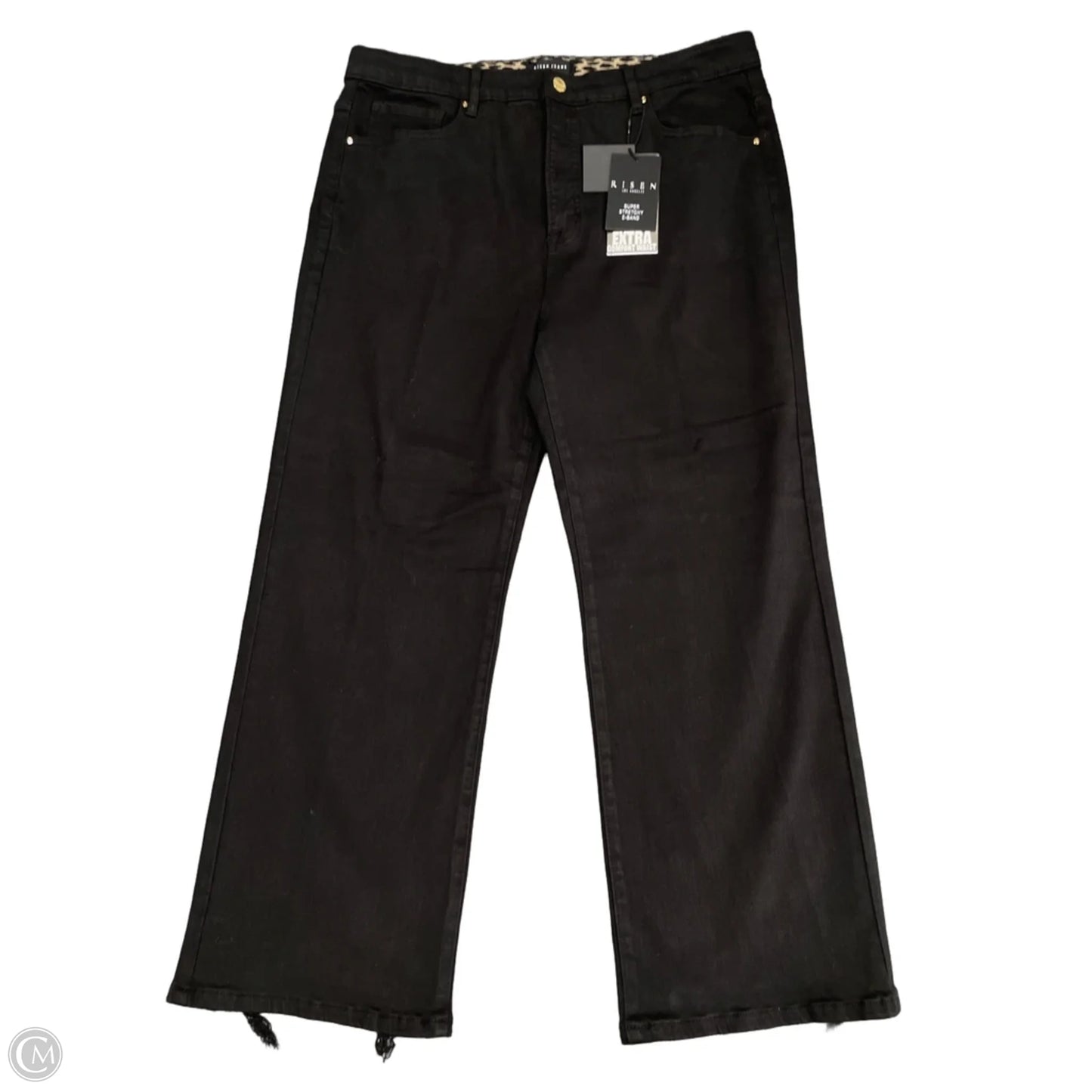 Jeans Wide Leg By Risen In Black Denim, Size: L