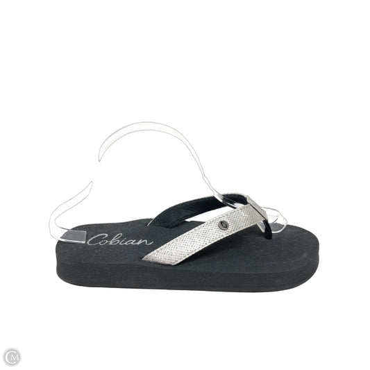 Sandals Flip Flops By Clothes Mentor In Silver, Size: 9