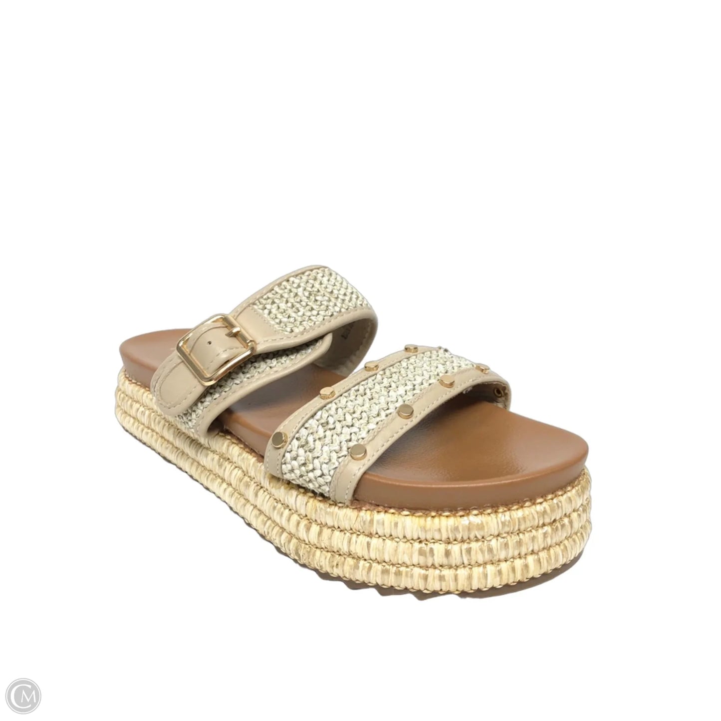 Sandals Heels Platform By Clothes Mentor In Beige, Size: 9