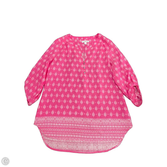 Tunic 3/4 Sleeve By Kim Rogers In Pink & White, Size: M