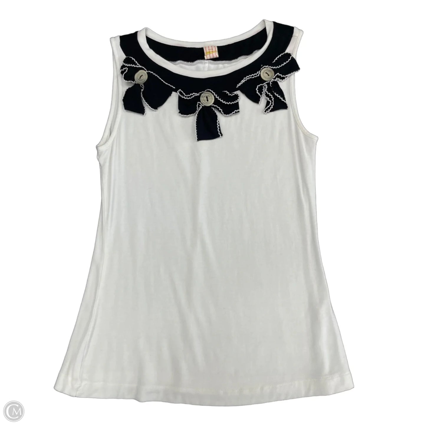 Top Sleeveless By Little Yellow Button In Black & White, Size: S