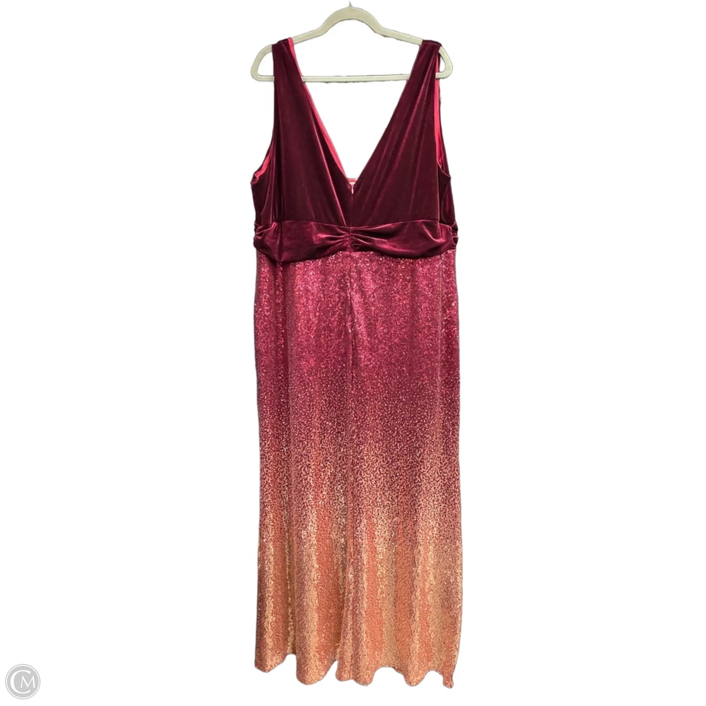 Dress Party Long By Clothes Mentor In Gold & Red, Size: 26