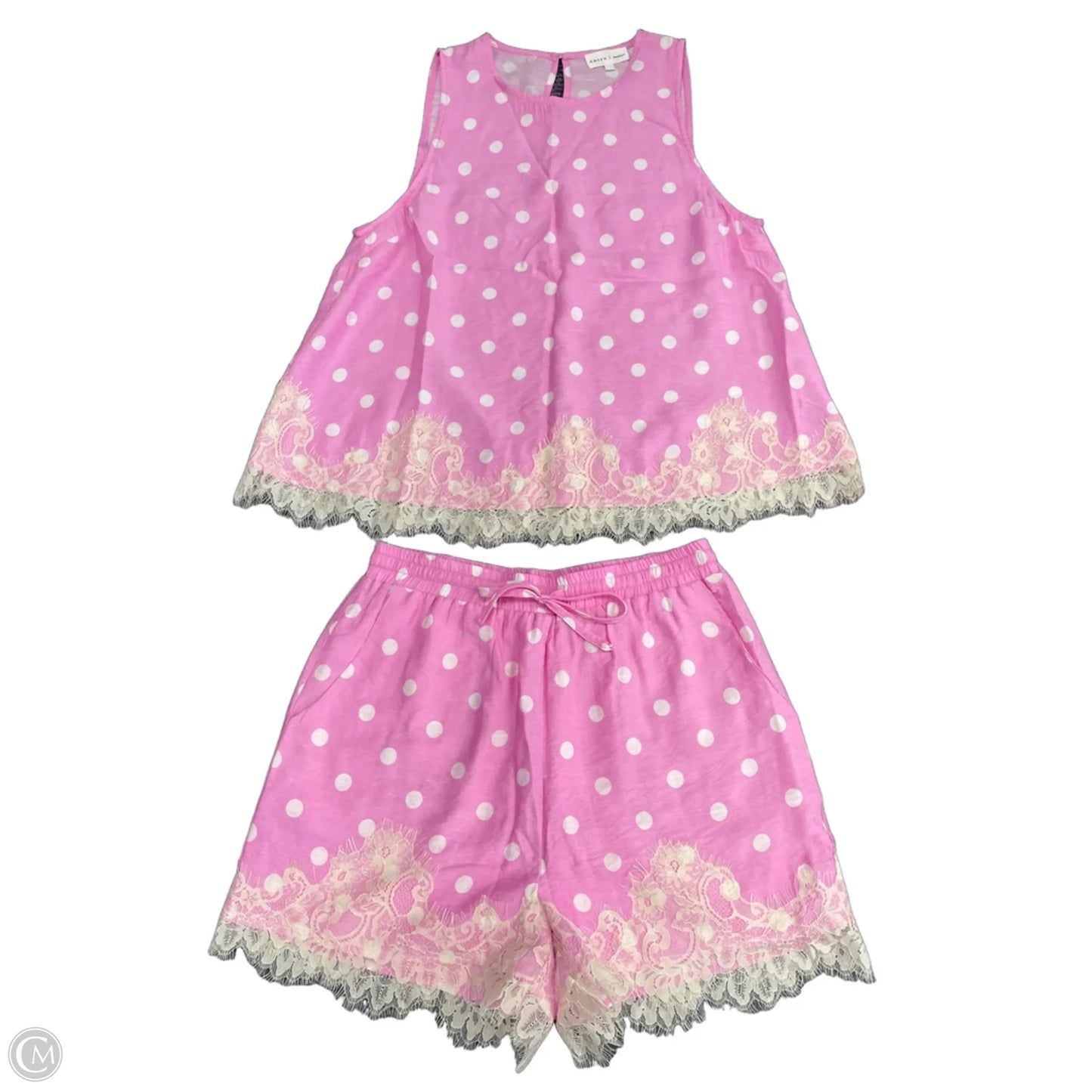 Shorts Set By Entro In Pink & White, Size: M