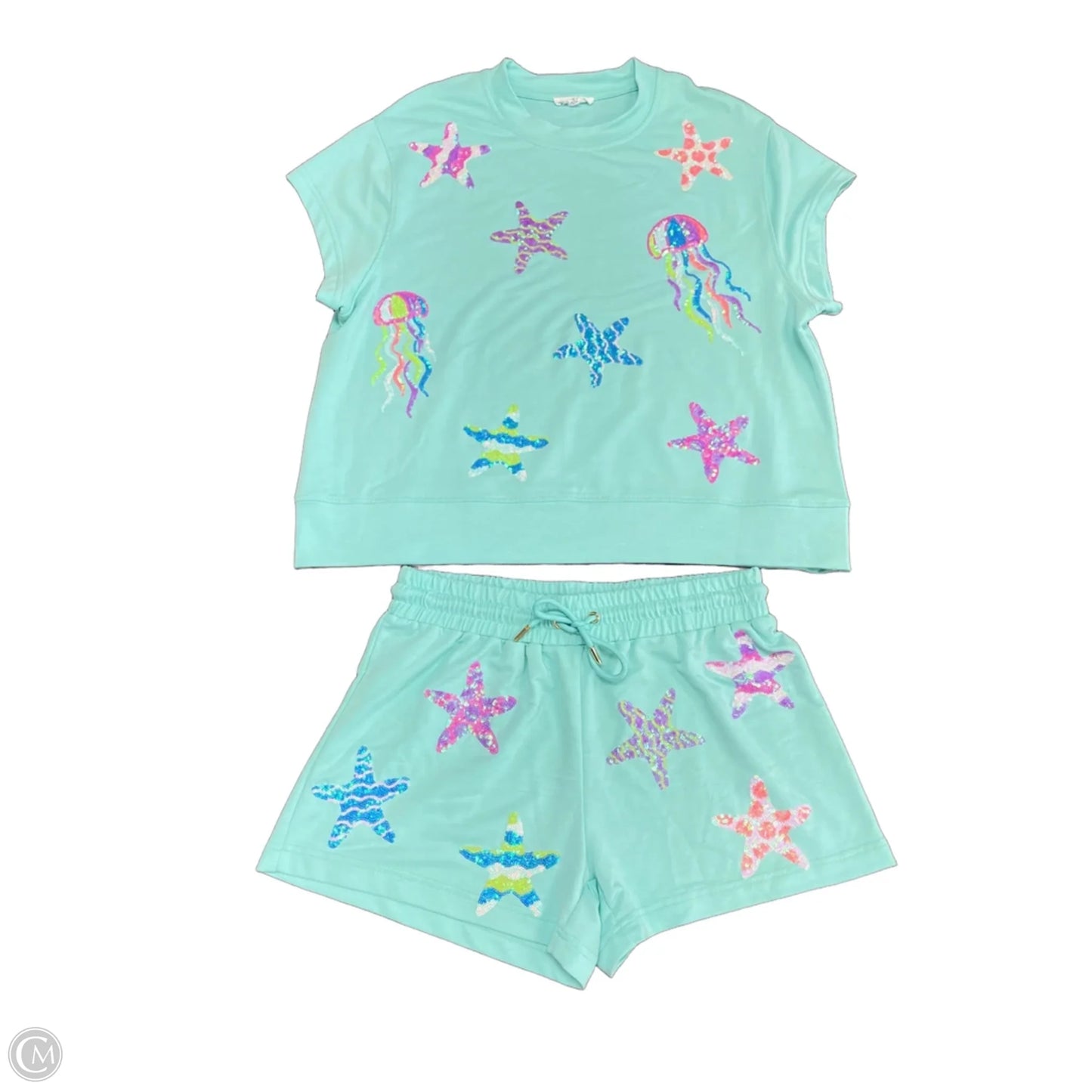 Shorts Set By Main Strip In Aqua, Size: S