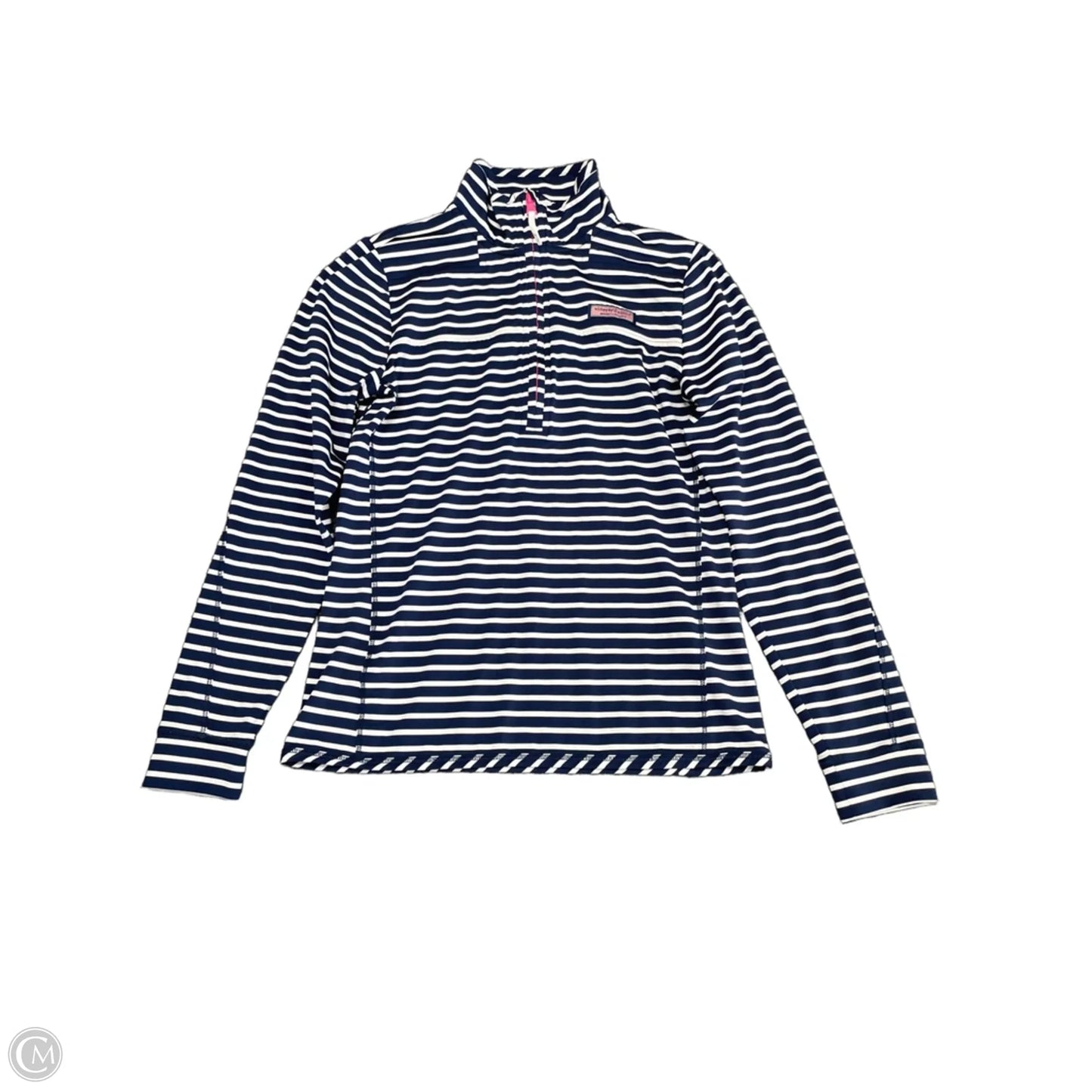 Athletic Top Long Sleeve Collar By Vineyard Vines In Blue & White, Size: Xxs
