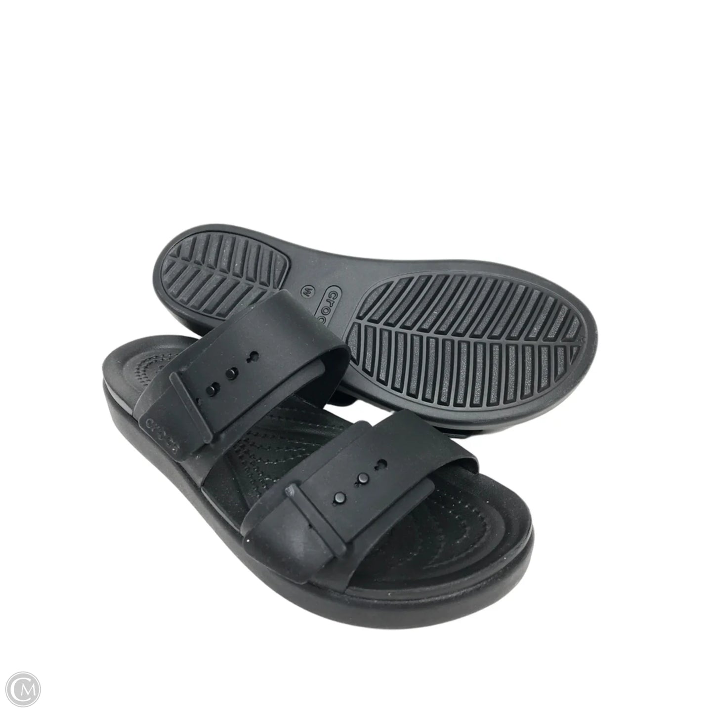 Sandals Flats By Crocs In Black, Size: 7