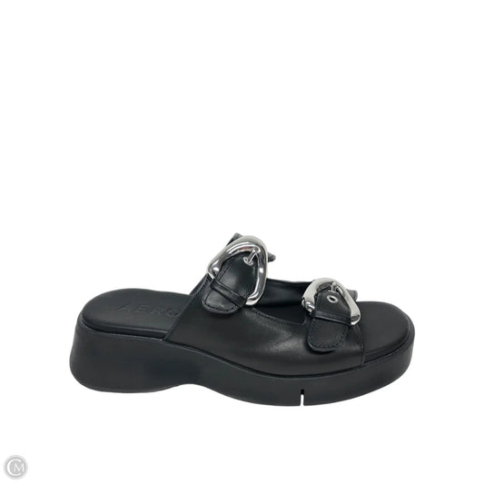 Sandals Heels Platform By Aerosoles In Black & Silver, Size: 6.5