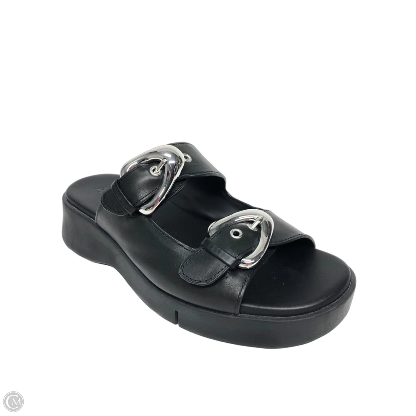 Sandals Heels Platform By Aerosoles In Black & Silver, Size: 6.5