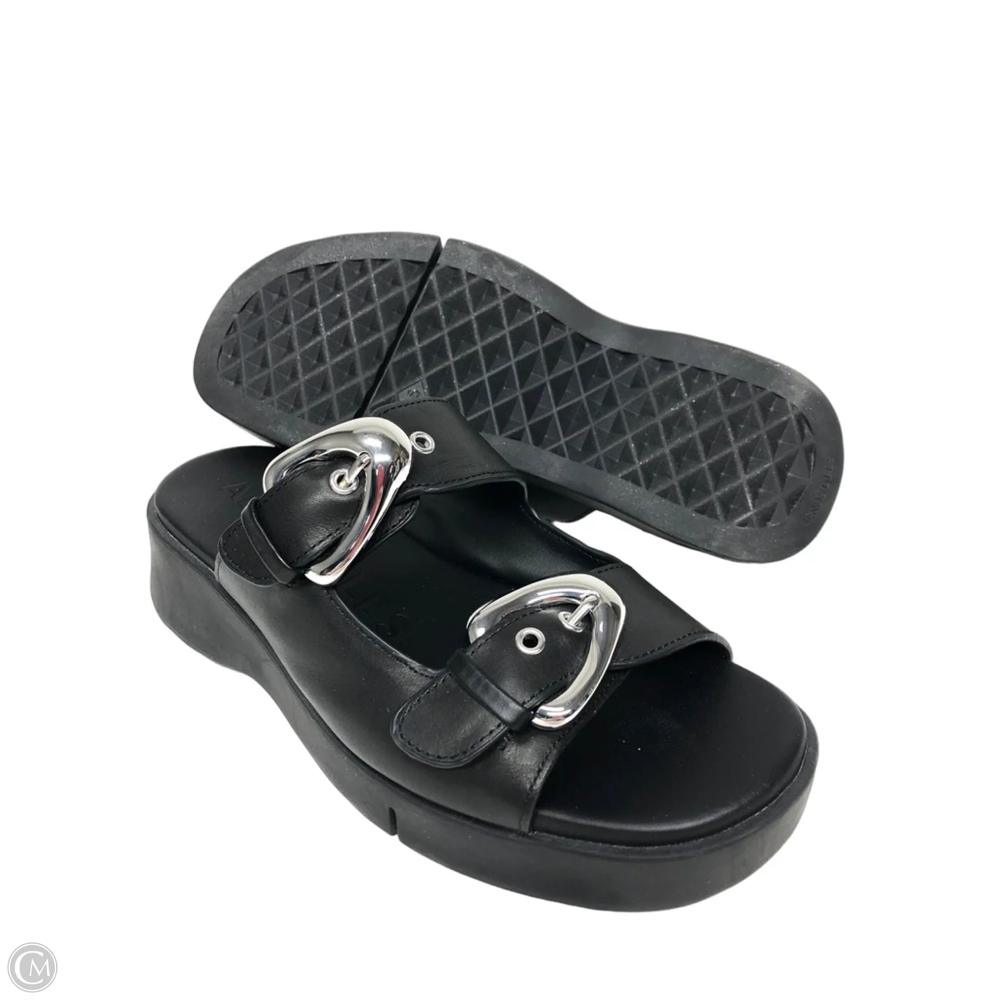 Sandals Heels Platform By Aerosoles In Black & Silver, Size: 6.5