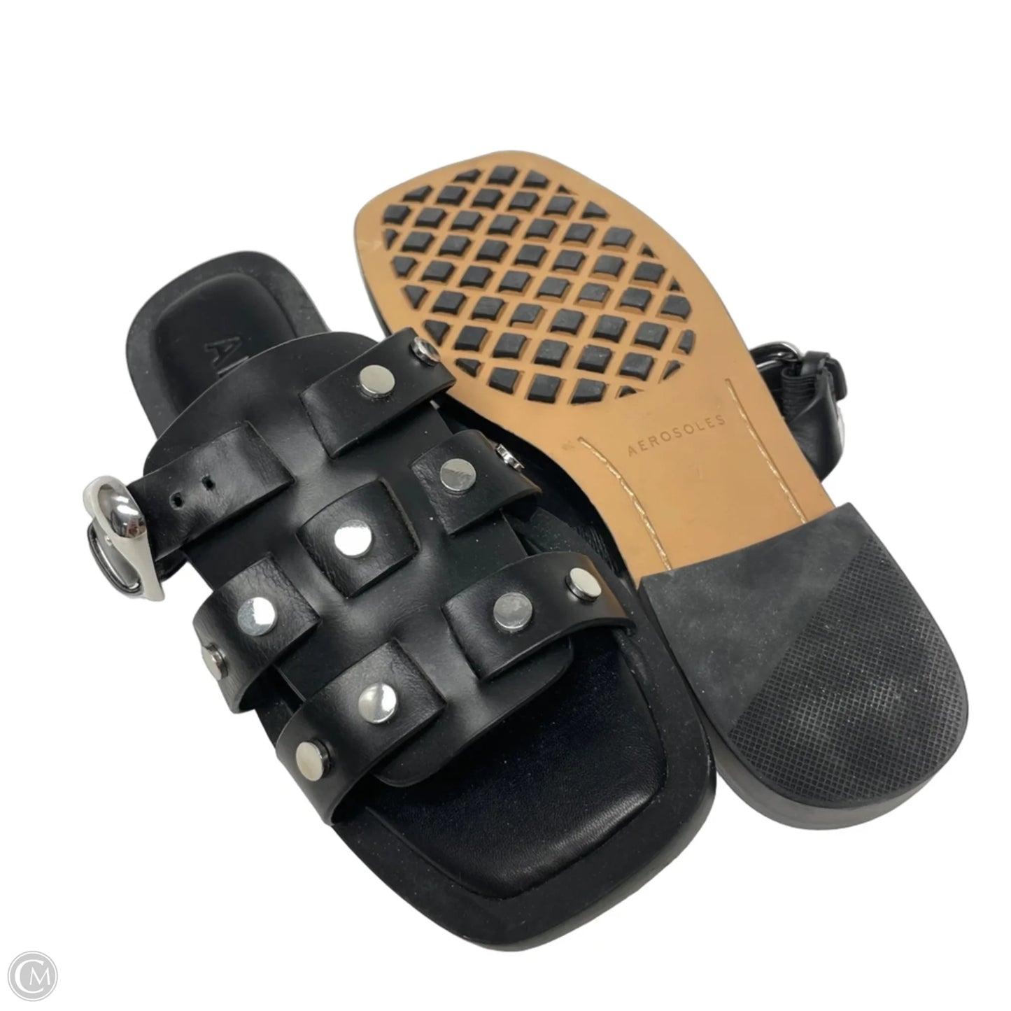 Sandals Flats By Aerosoles In Black & Silver, Size: 7