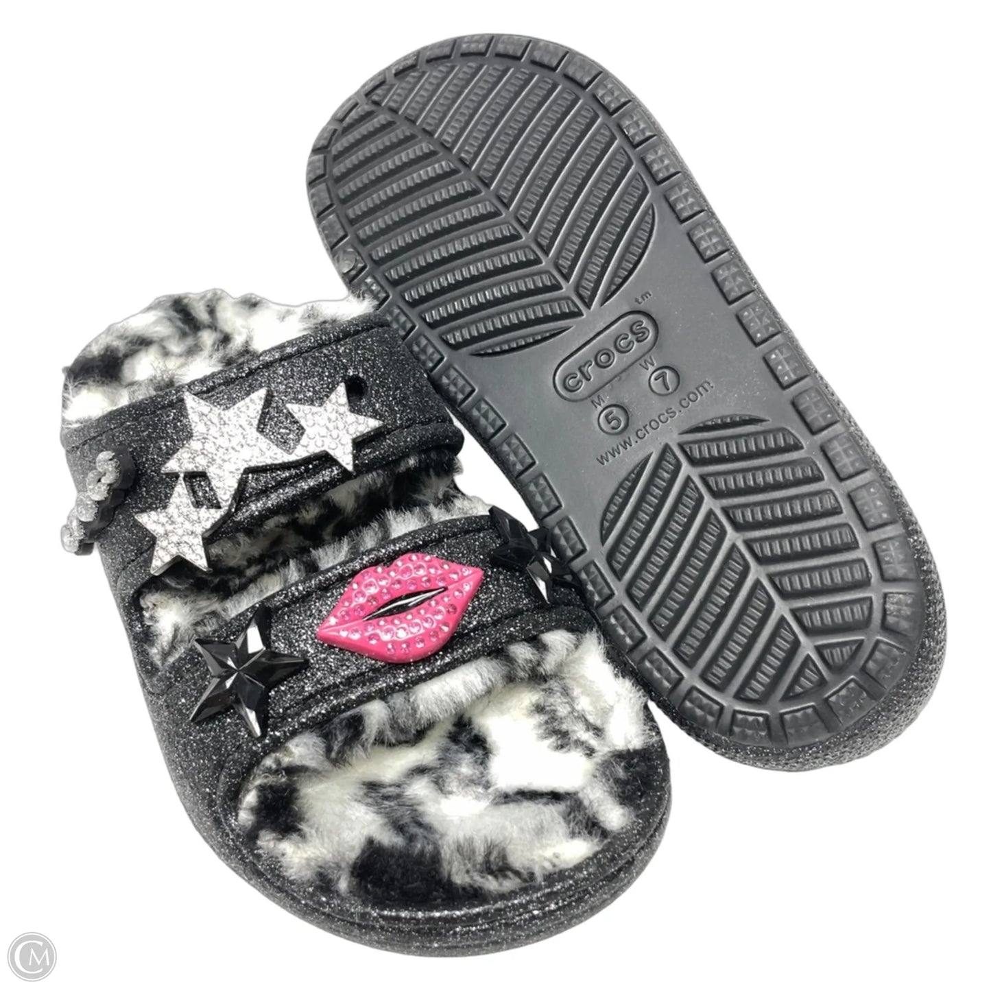 Sandals Flats By Crocs In Black, Size: 7