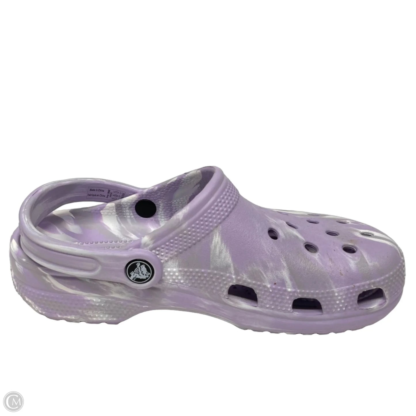 Shoes Flats By Crocs In Purple & White, Size: 7