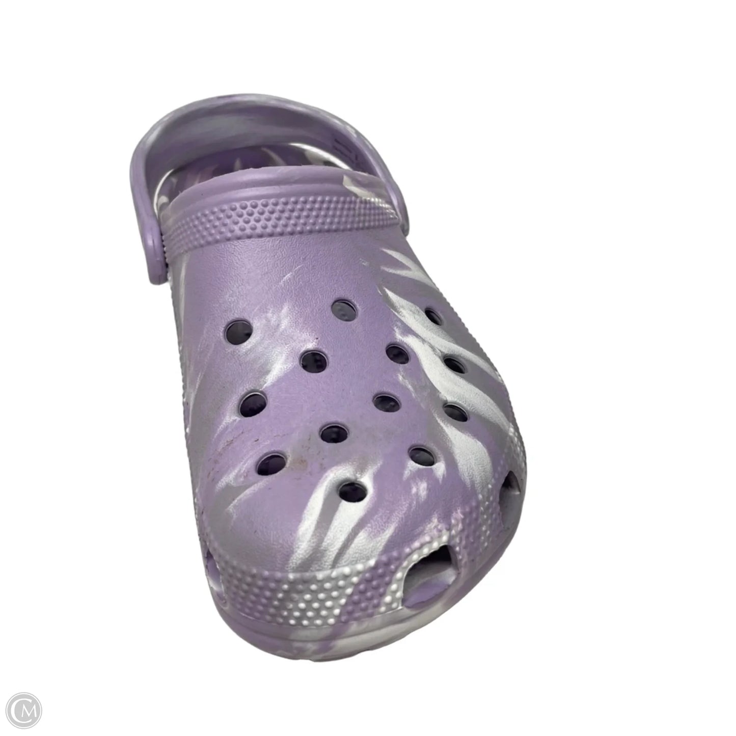 Shoes Flats By Crocs In Purple & White, Size: 7