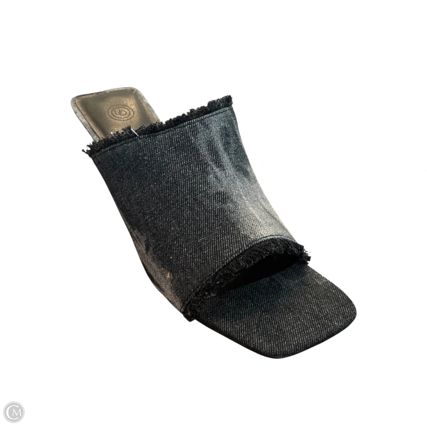 Sandals Heels Block By Urban Outfitters In Grey Denim, Size: 10