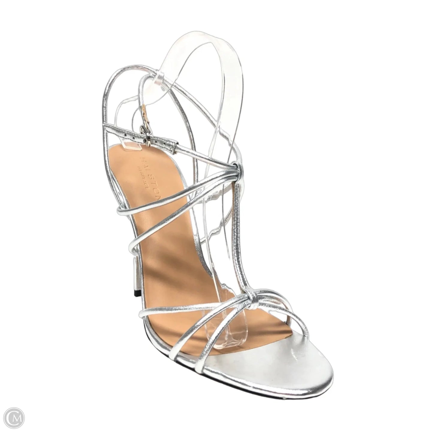 Sandals Heels Stiletto By Halston Heritage In Silver, Size: 10