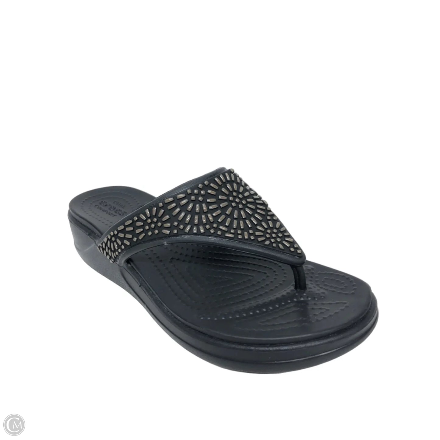 Sandals Heels Wedge By Crocs In Blue, Size: 5