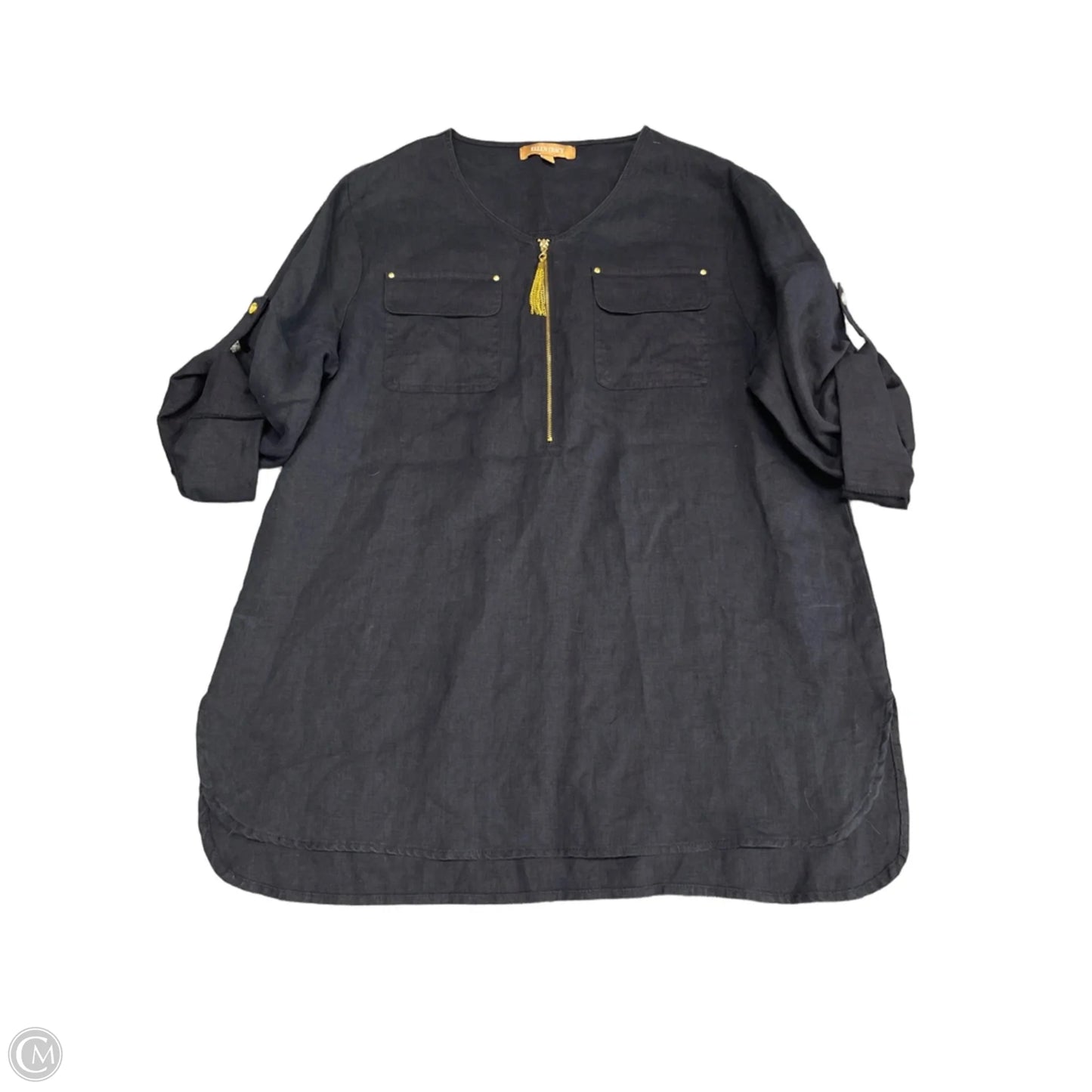 Tunic Short Sleeve By Ellen Tracy In Navy, Size: L