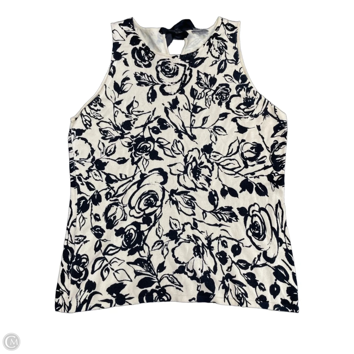 Top Sleeveless By Ann Taylor In Black & Cream, Size: L