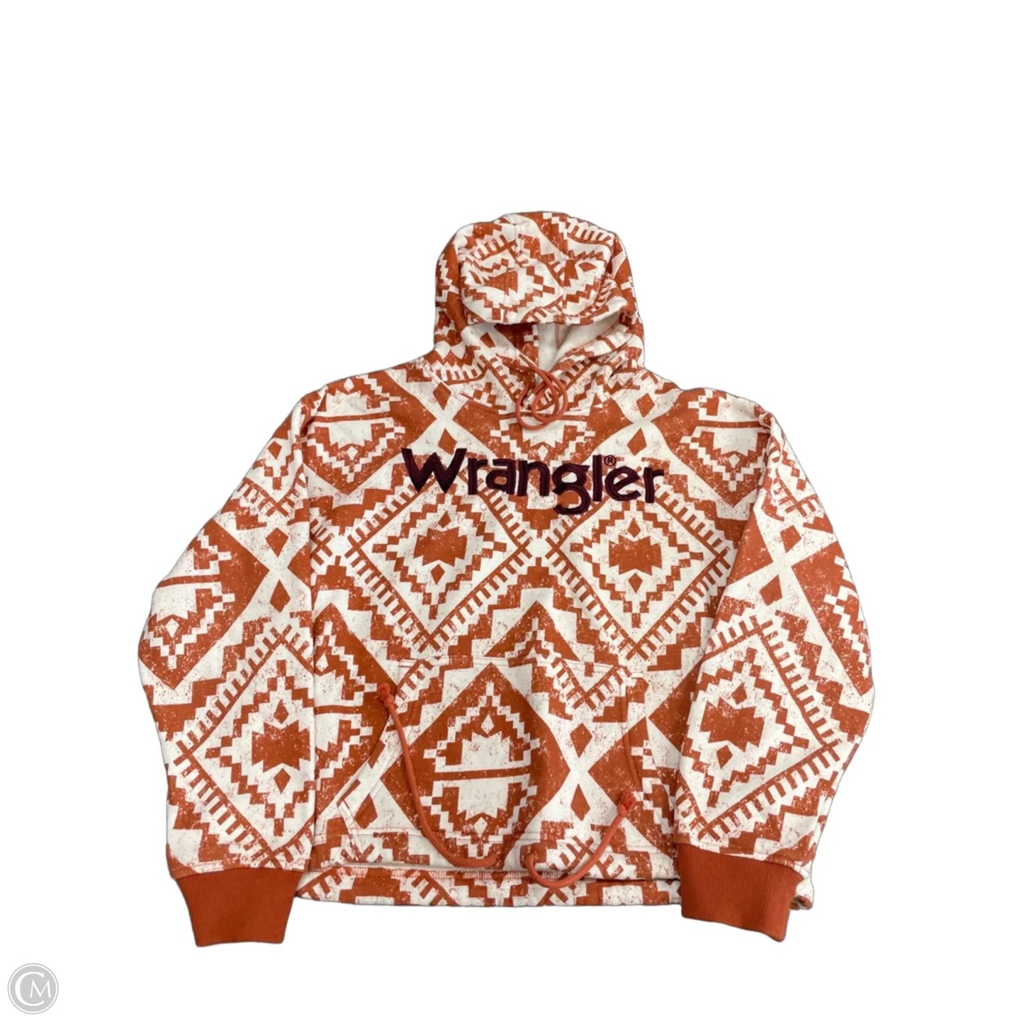 Sweatshirt Hoodie By Wrangler In Orange & White, Size: S