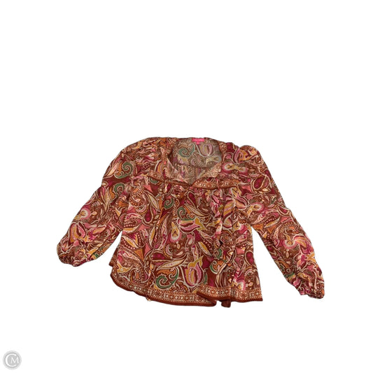 Blouse Long Sleeve By Flying Tomato In Multi-colored, Size: L