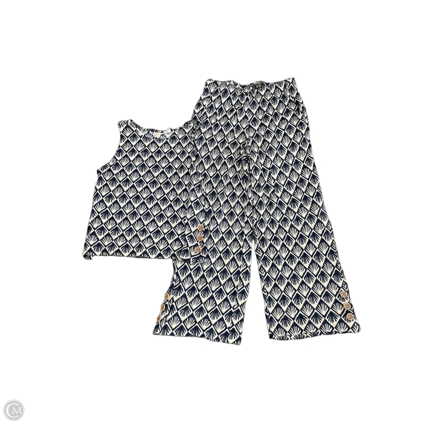 Pants Set 2pc By C And C In Blue & Cream, Size: S