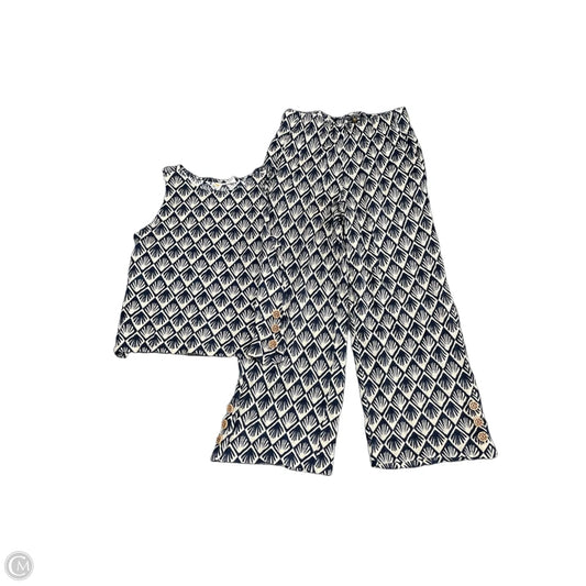 Pants Set 2pc By C And C In Blue & Cream, Size: S