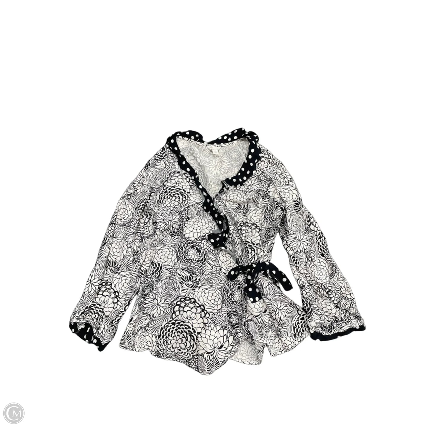 Blouse Long Sleeve By Cato In Black & White, Size: S