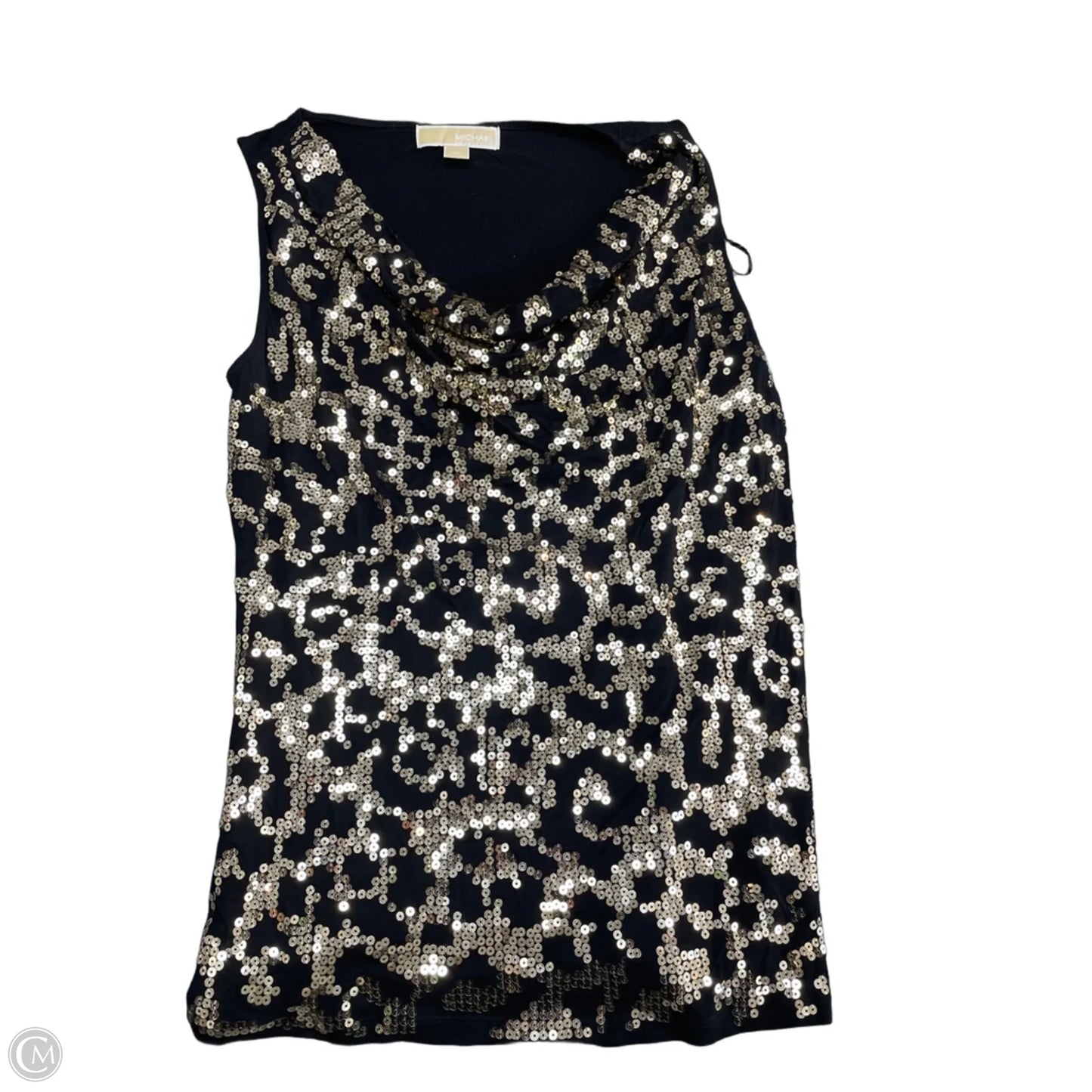 Blouse Sleeveless By Michael By Michael Kors In Black & Gold, Size: M