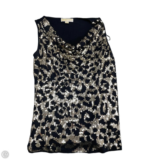 Blouse Sleeveless By Michael By Michael Kors In Black & Gold, Size: M