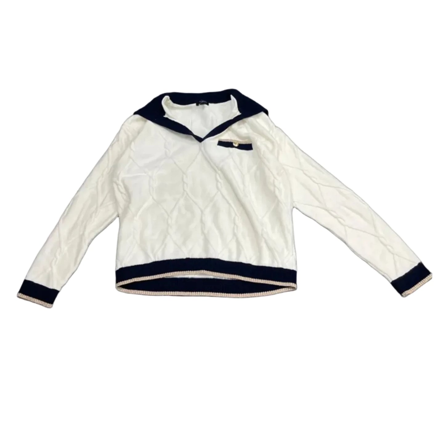 Sweater By Talbots In Blue & Cream, Size: Mp