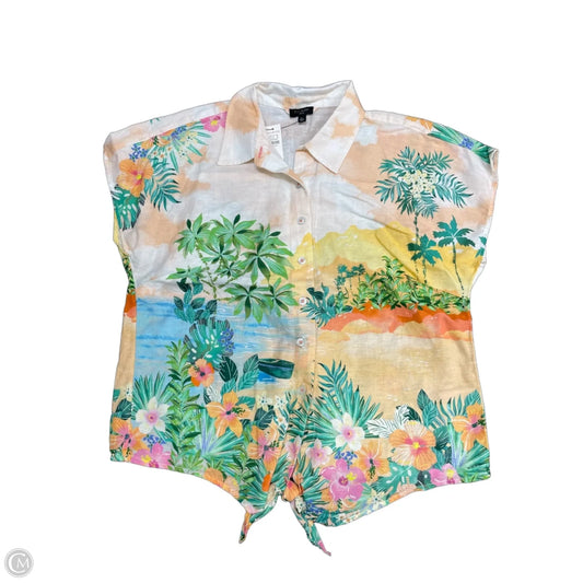 Top Short Sleeve By Talbots In Tropical Print, Size: Mp