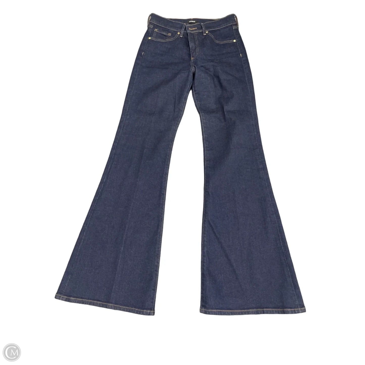 Jeans Flared By Express In Blue Denim, Size: 2