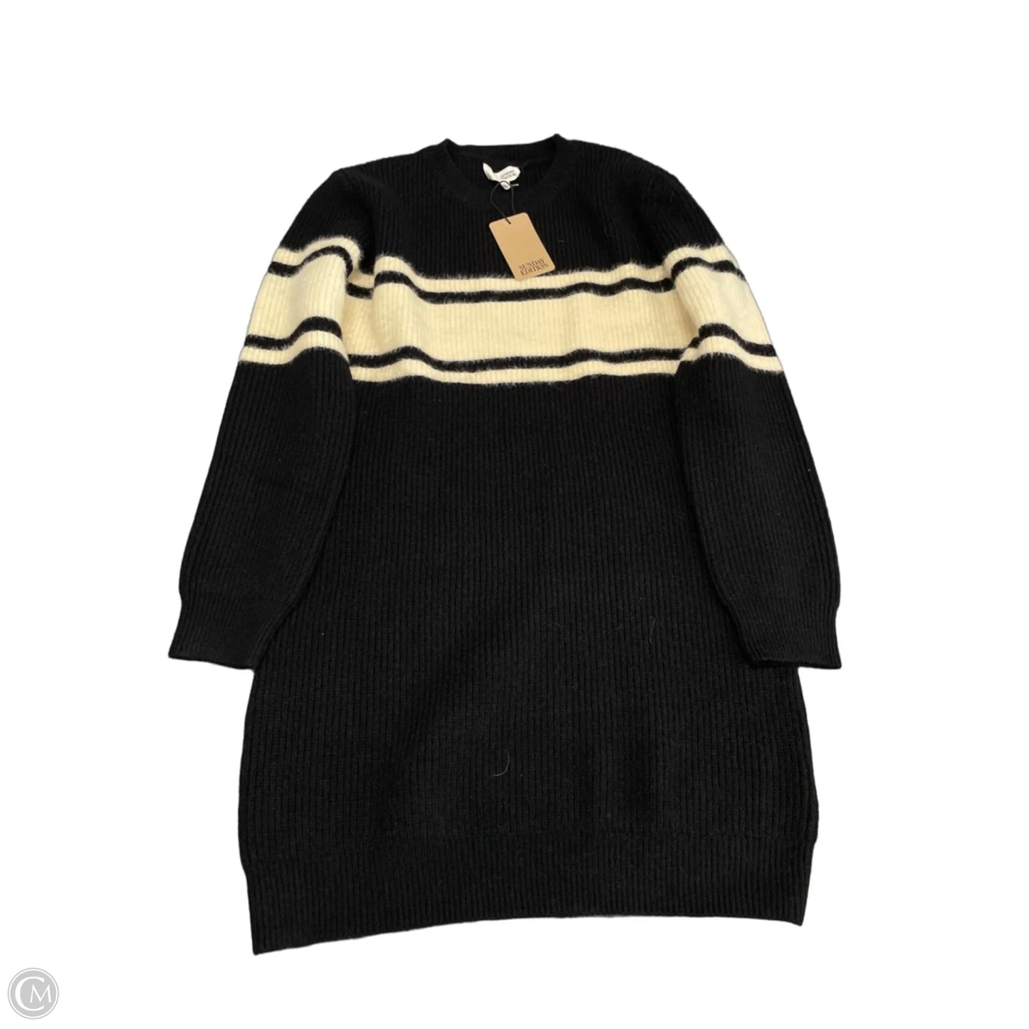 Dress Sweater By Clothes Mentor In Black & Cream, Size: L