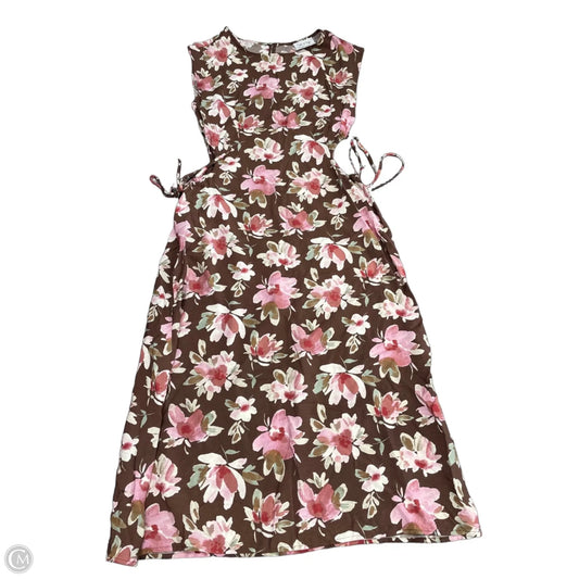 Dress Casual Midi By Sadie & Sage In Brown & Pink, Size: L