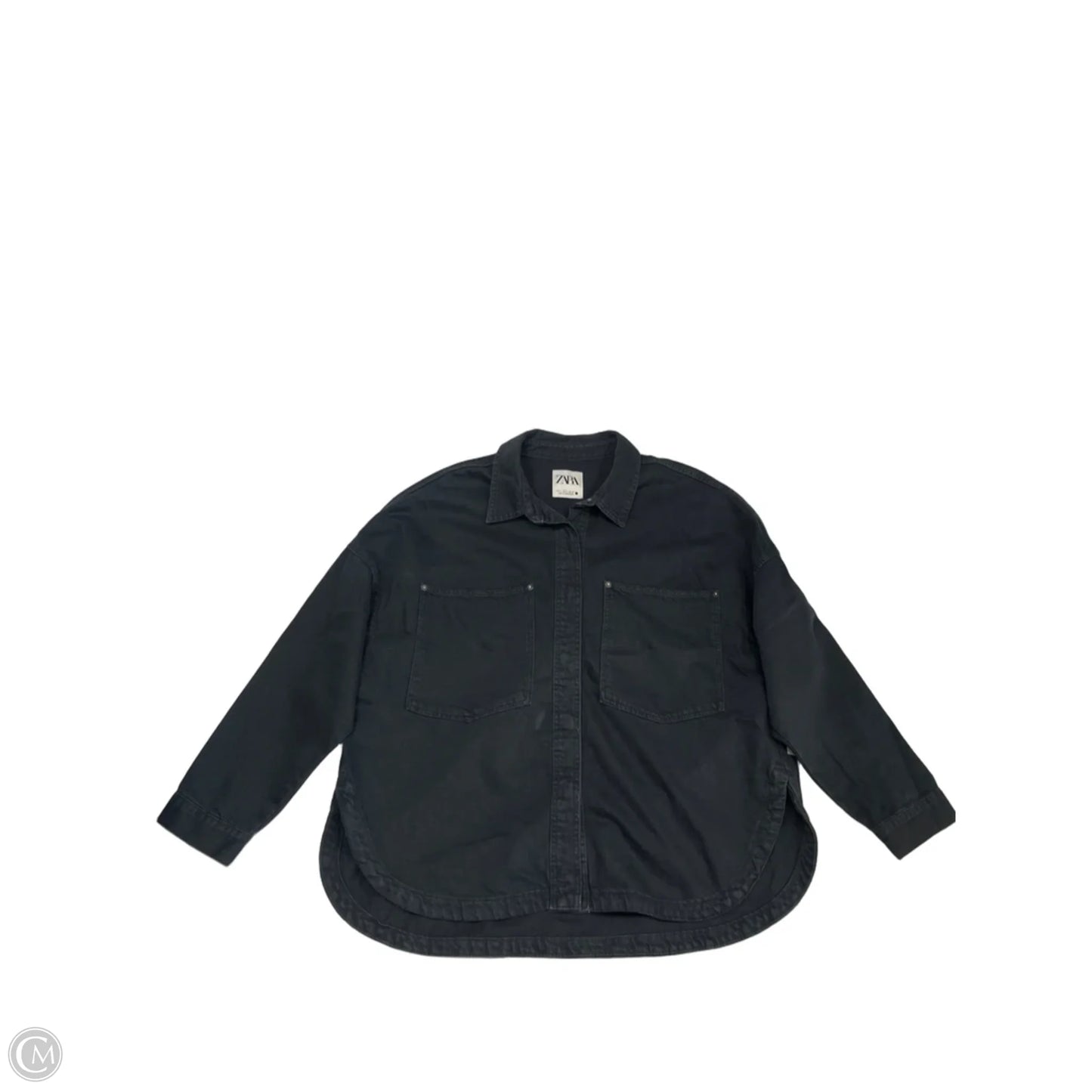 Jacket Shirt By Zara In Grey Denim, Size: L
