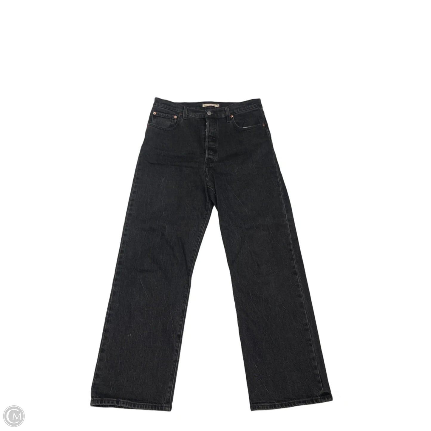 Jeans Straight By Levis In Black Denim, Size: 12