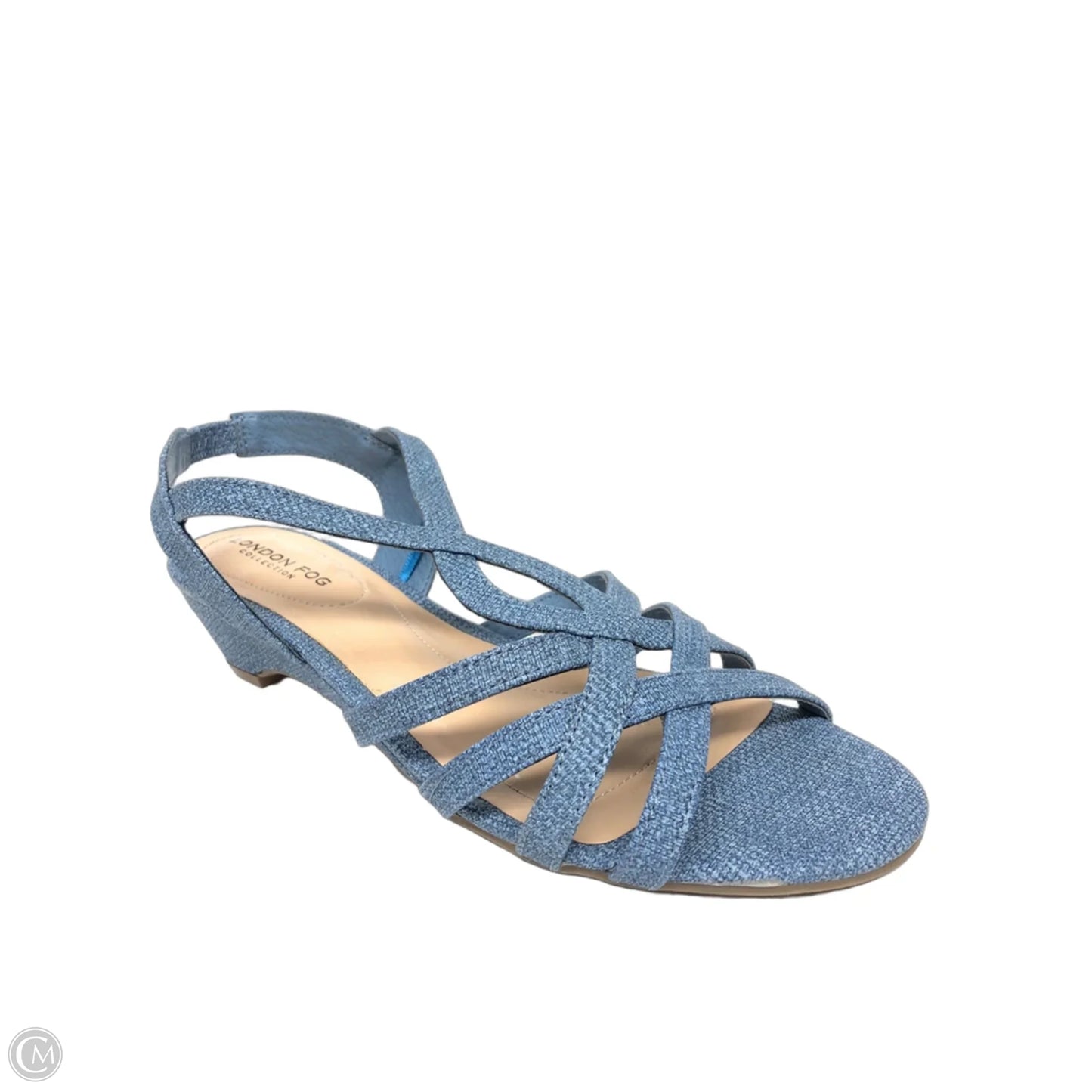 Sandals Heels Wedge By London Fog In Blue Denim, Size: 6.5