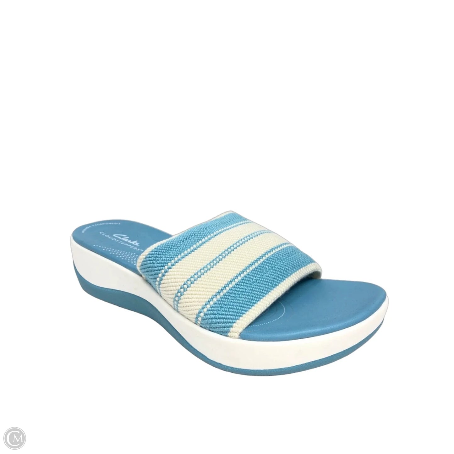 Sandals Heels Wedge By Clarks In Blue & White, Size: 7