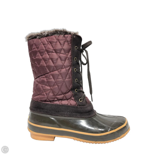 Boots Mid-calf Flats By Khombu In Maroon, Size: 10