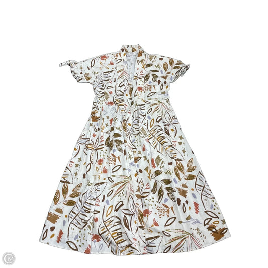 Dress Casual Midi By Cmc In Brown & Cream, Size: Xl