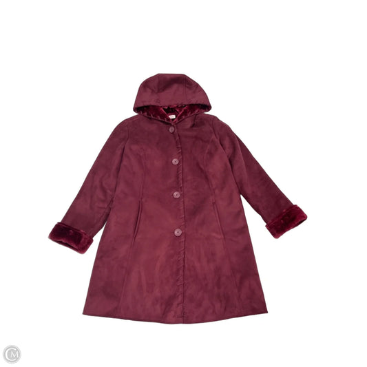 Coat Faux Fur & Sherpa By Denim And Company In Maroon, Size: M