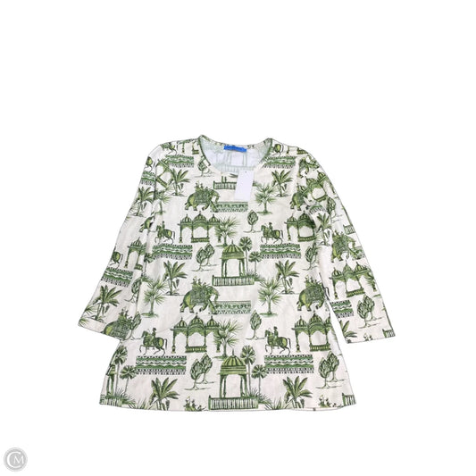 Top Long Sleeve By J Mclaughlin In Cream & Green, Size: M