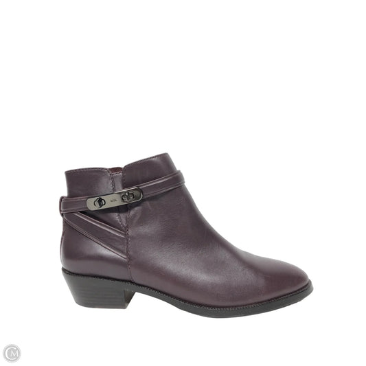 Boots Designer By Coach In Maroon, Size: 9.5
