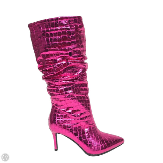 Boots Mid-calf Heels By Clothes Mentor In Pink, Size: 6.5