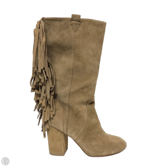 Boots Knee Heels By Nine West In Tan, Size: 7