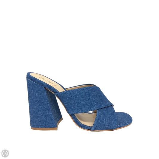 Sandals Heels Block By Schutz In Blue Denim, Size: 11