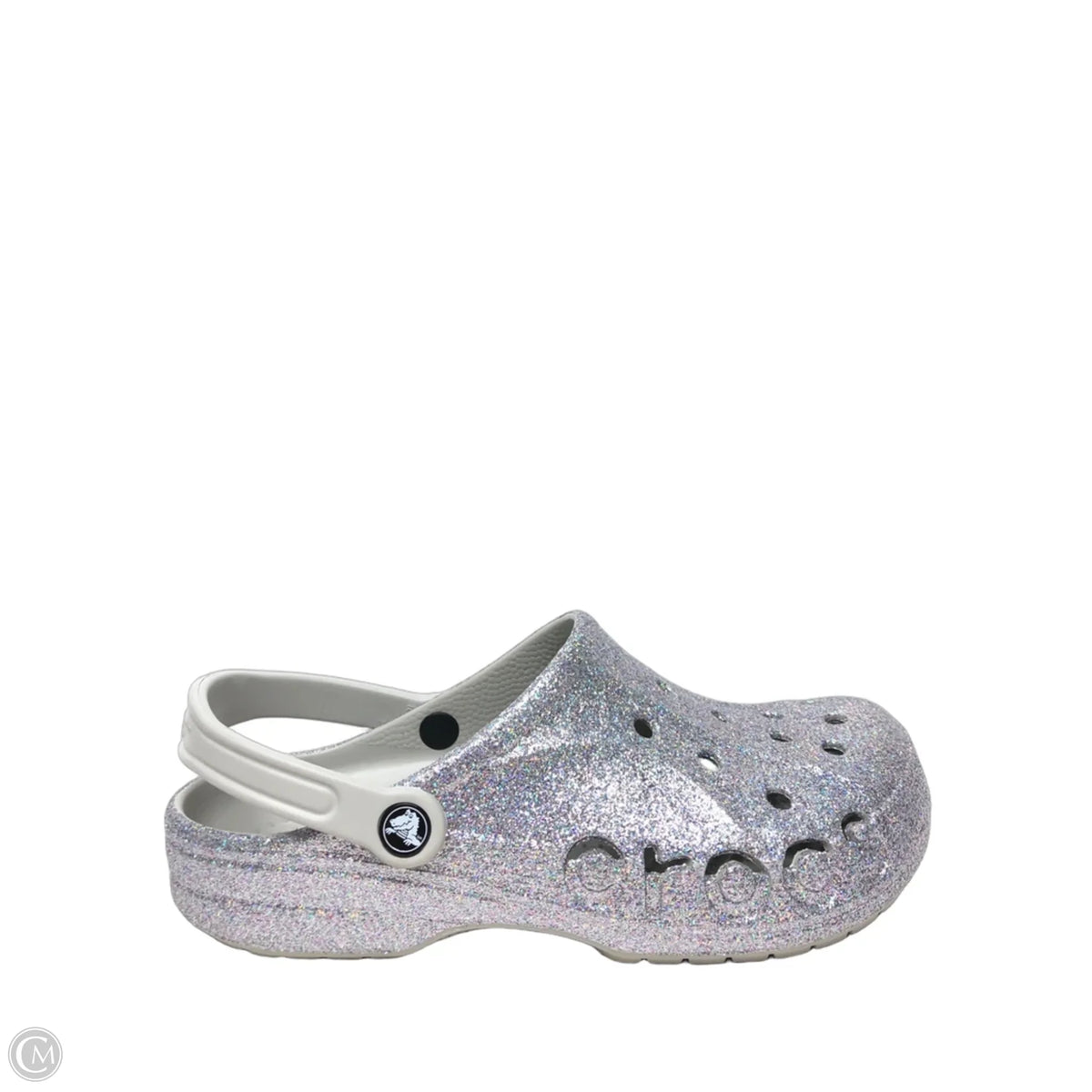 Shoes Flats By Crocs In Silver, Size: 11