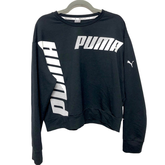 Athletic Top Long Sleeve Crewneck By Puma In Black & White, Size: M